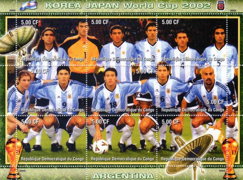 Congo 2002 Korea-Japan World Cup Argentina Shlt(9)MNH Perf