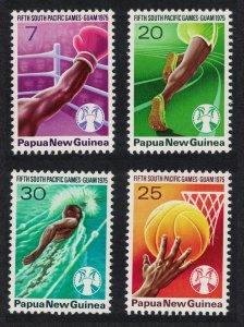 Papua NG Boxing Basketball Swimming Fifth South Pacific Games 4v 1975 MNH