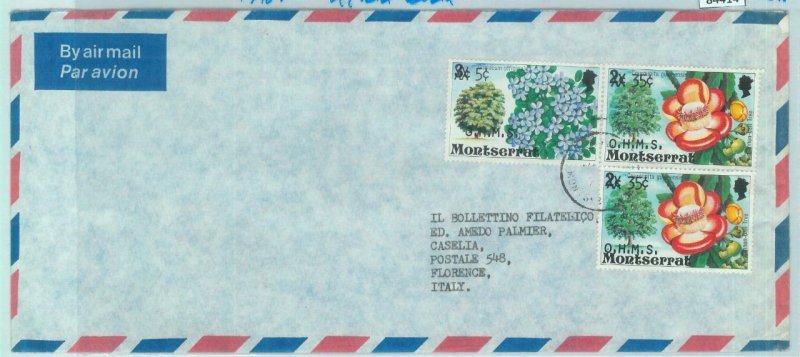 84414  - MONTSERRAT - POSTAL HISTORY -  OFFICIAL MAIL cover  to ITALY - FLOWERS 