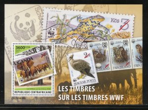 CENTRAL AFRICA 2023 STAMP ON STAMPS WWF SOUVENIR SHEET MINT NH