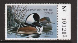 Scott  7 Wisconsin Waterfowl Stamp issued 1984 OG  MNH