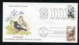 US 1958 Birds & Flowers, Colorado Dual FDC with Scott 2288 UA Ripper cachet