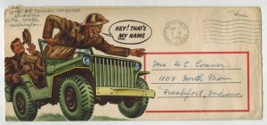 WW2 Patriotic 1943 COMIC CACHE SOLDIERS MAIL JEEP APO #4181A SEATTLE WA