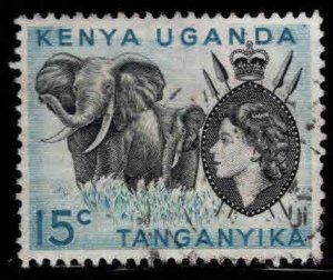 Kenya Uganda and Tanganyika KUT Scott 105 Used QE2  stamp no dot under c