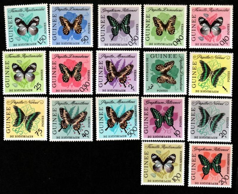 Guinea # 291-304,C47-C49 Mint Butterflies!