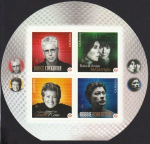 CANADIAN RECORDING ARTISTS = FRONT Booklet Page of 4 = Canada 2011 #2483 MNH