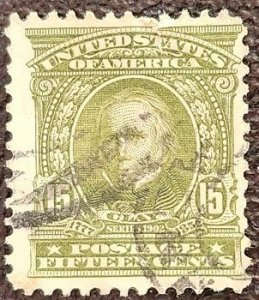 US Scott # 309; used 15c Clay from 1903; F/VF centering; off paper