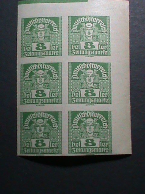 AUSTRIA -1920-SC#P33-OVER 100 YEARS OLD-MERCURY STAMPS-IMPERF-MNH - BLOCK-VF
