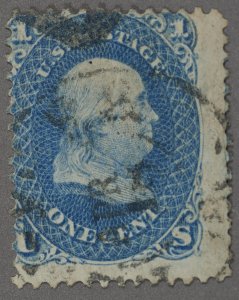 United States #63 VG Good Blue Color Partial Place Cancel w/ Date APR 18 187?