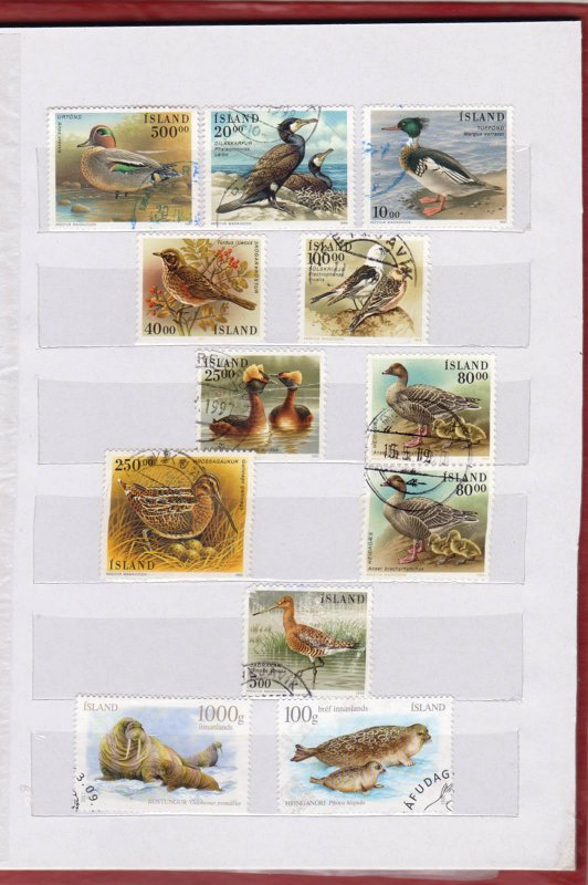 COLLECTION OF ICELAND STAMPS IN SMALL STOCK BOOK 90 STAMPS