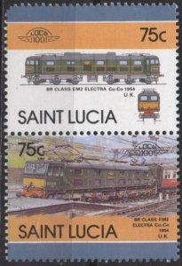 St. Lucia 811 (mh, pulled corner) 75c trains: BR2 Class Electra Co-Co (1986)