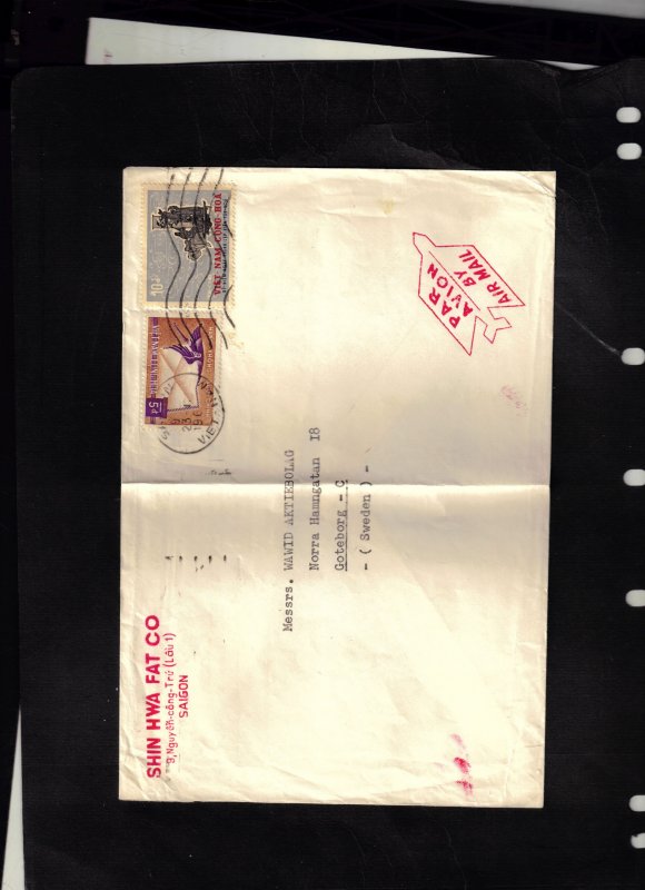 Viet-Nam Air Mail Cover sent from Saigon to Sweden - creased