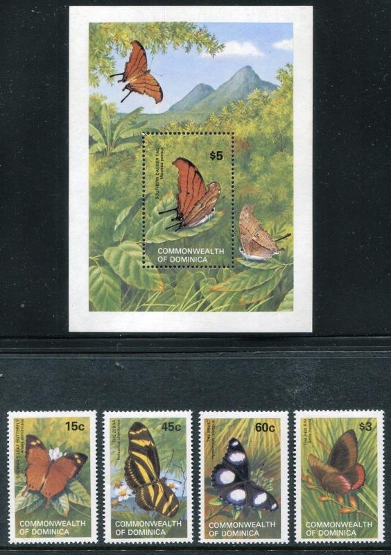 Dominica 768-772, MNH. Insects Butterflies 1989. x25096
