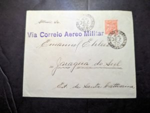 1932 Brazil Military Airmail Cover Campo Grande to Jaragua do Sul