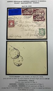 1938 Dublin Ireland Airmail Cover to Dradam Nigeria Imperial Airways