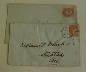 CANADA  COVERS 1878 PERF 111/2 ORANGE x2 also PERF 12
