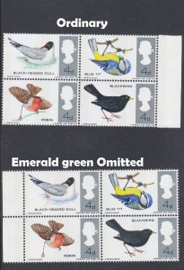 sg696f-699f ORD 1966 4d birds Block of 4 Emerald Green omitted U/M