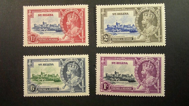 St. Helena 1935 Silver Jubilee Scott# 111-114 Mint VF-XF Hinged/Rems CPL (4)