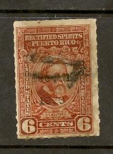 PUERTO RICO STAMP,6 CENT RECTIFIED SPIRITS 
