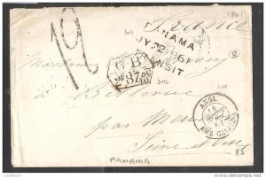 O) 1861 CHILE-GB, PREPHILATELIC - PRESTAMP, 19 reales RATE HANDSTAMP, PANAMA TRA