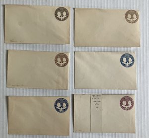 Group of 6 unused 1893 Columbian stamped envelopes inc 5 and 10 cent [y8954]