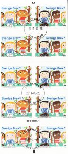 Sweden 2011 used Sc B59c Booklet pane of 10 2 different Save The Children Sweden