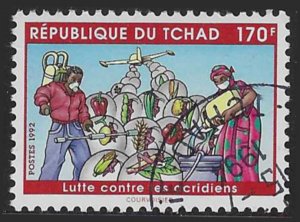 Chad #603E (1992), used single, cat. $15.00