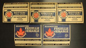 Canada Revenue 2¼¢ Excise Tax Matchbox Covers, Lot of 5