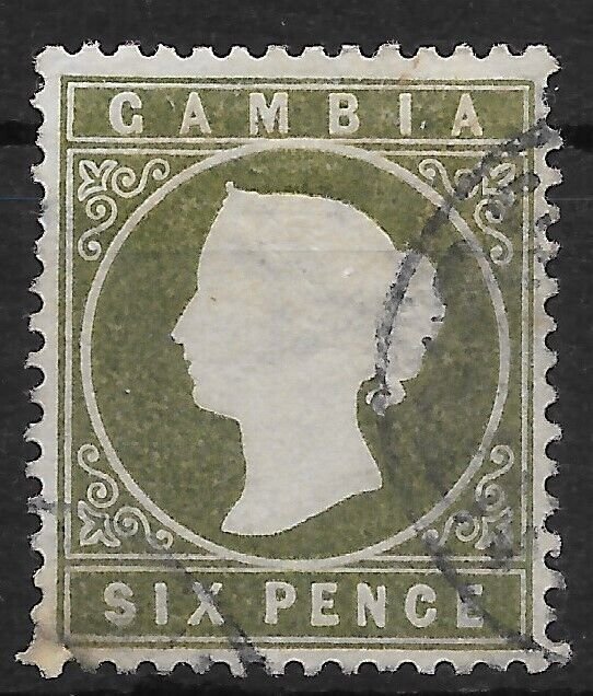 GAMBIA SG33 1889 6d BRONZE-GREEN USED*