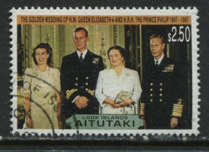 Aitutaki 1997 QEIi Golden Wedding $2.50 used