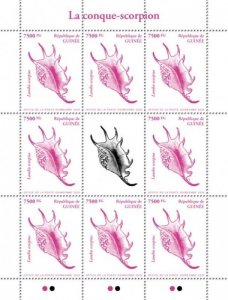 Guinea - 2020 Scorpion Conch Seashell - 8 Stamp Sheet - GU200201c2