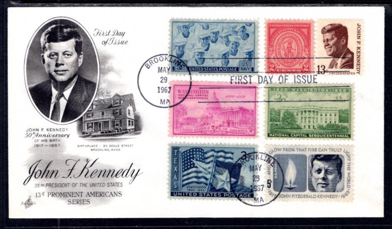 US 1287 John F Kennedy Combo Artcraft U/A FDC