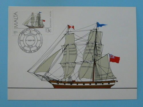 sailing ship tall ship maximum card Malta 1983