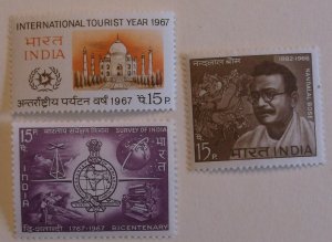 India 447-9  Three full Sets MNH  Cat 2.00