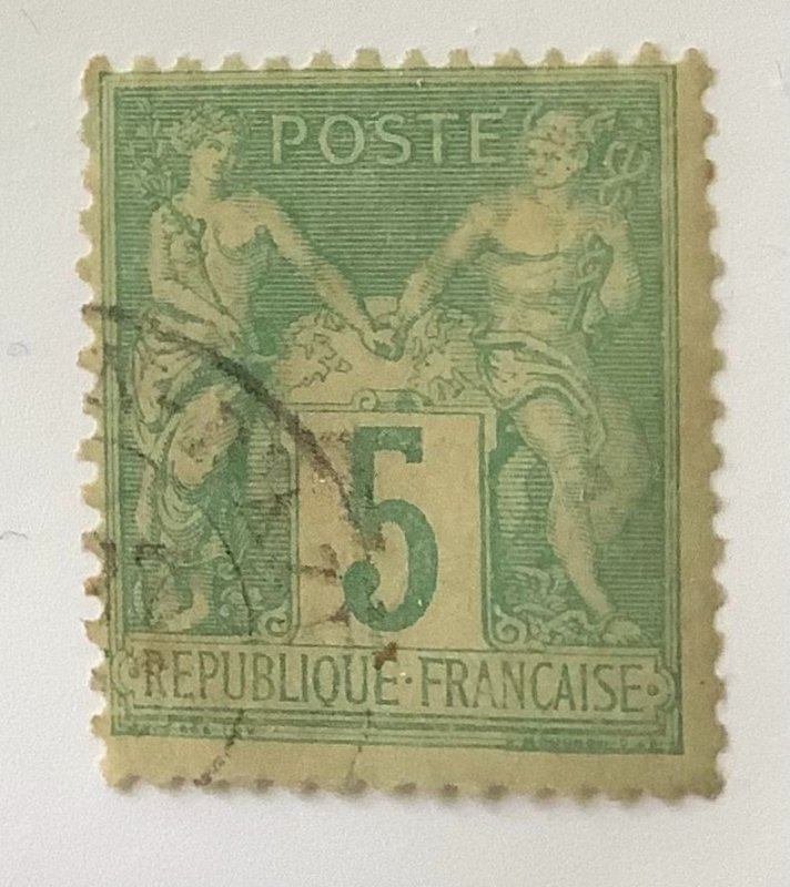 France 1896 Scott 104 used - 5c, Peace & Commerce