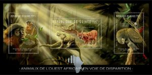 Guinea 2012 - Endangered Animals of West Africa, Animals & Birds. Mi 9152-9154