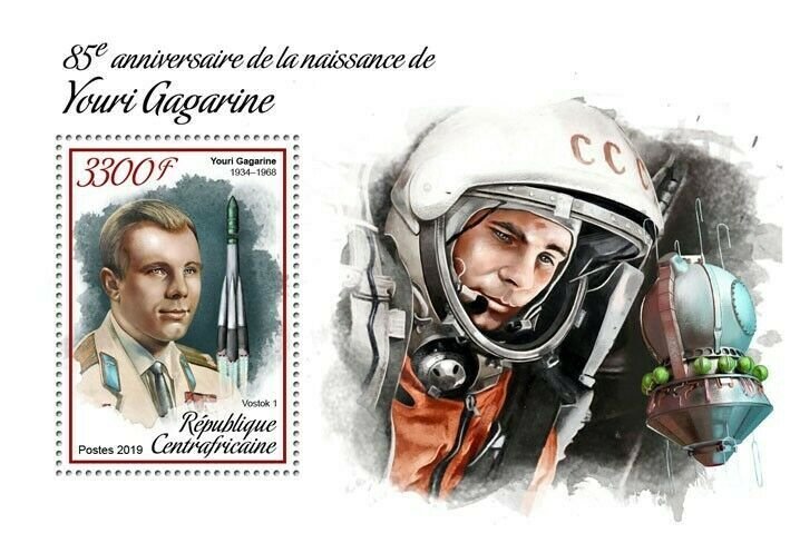 HERRICKSTAMP NEW ISSUES CENTRAL AFRICA Yuri Gagarin S/S