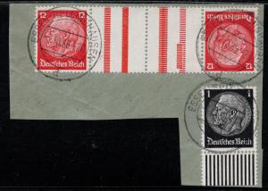 Germany Scott # 406 (2), 415, 2 labels, used, opp, tete beche, Mi # KZ19