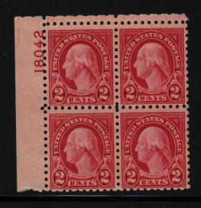 1924 Sc 583 MNH original gum plate block 18042UL CV $110