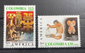 (2231) COLOMBIA 1989 : Sc# C809-C810 PRE-COLUMBIAN ARTIFACTS - MNH VF