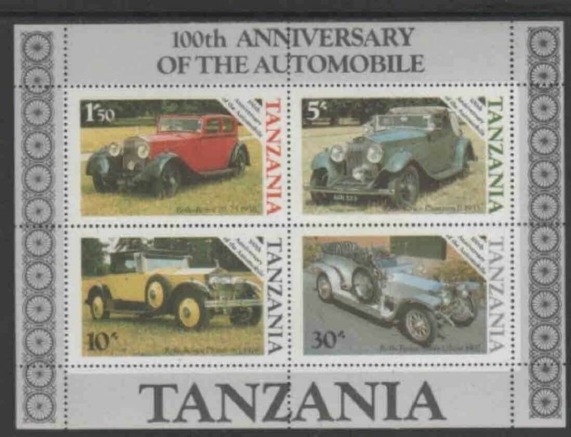 TANZANIA #266a 1985 AUTOMOBILES 100TH ANNIV. MINT VF NH O.G S/S 