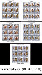 COMOROS - 2009 OWLS / BIRDS - SET OF 5 SHEETLET MNH IMPER