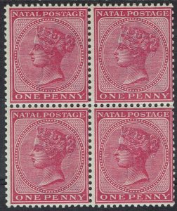 NATAL 1882 QV 1D MNH ** BLOCK WMK CROWN CA 