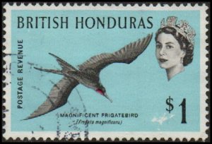 British Honduras 176 - Used - $1 Magnificent Frigatebird (1962) (cv $1.75) +