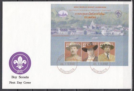 Dominica, Scott cat. 2376. World Scout Jamboree sheet of 3. First day cover.