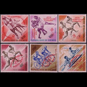 GUINEA 1963 - Scott# 312-4+C Olympic Rec Opt. Set of 6 LH
