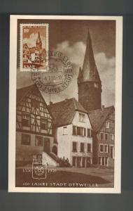 1950 Saar Germany Picture Postcard Cover 400th Anniversary Ottweiler Mi 296