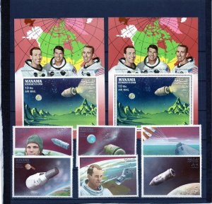 MANAMA 1968 SPACE/MEN IN SPACE 2 SETS OF 6 STAMPS & 4 S/S PERF. & IMPERF. MNH