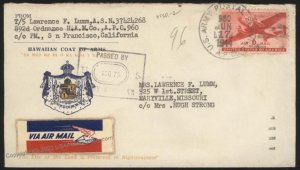 Hawaii USA 1944 APO 960 Military Territorial Mail Cover 109136