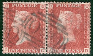 GB PENNY RED USED ABROAD Military *CRIMEAN WAR* SG.29 Pair *OXO* Cancel BRRED29